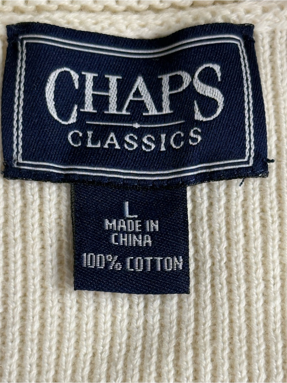 Chaps Classics Off-White Cotton Chunky Knit Button-Up Cardigan with Pleated Back - Picture 6 of 12